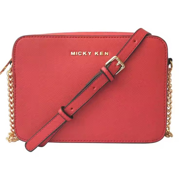 NWT Micky Ken Red Crossbody Purse Clutch Bag Chain Strap - Picture 1 of 8